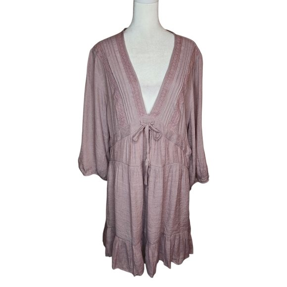 Baltic Born Dresses & Skirts - NEW Baltic Born Amelia Boho Mini V Neck Dress in Dusty Lavender XL